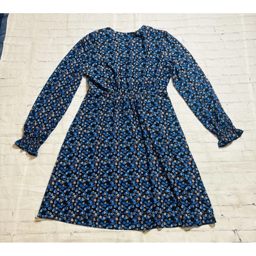 CAbi The Ten Dress #5772 Size M Blue Floral Mesh Long Sleeve Lightweight - Picture 11 of 13